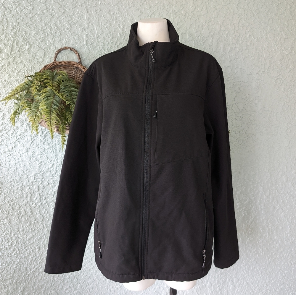 Swiss Tech‎ Soft Shell Men's Black Jacket Bull Zip Size L